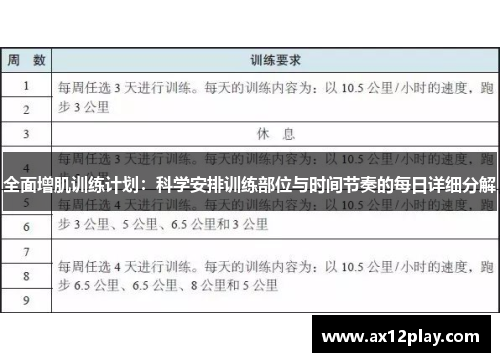 全面增肌训练计划：科学安排训练部位与时间节奏的每日详细分解